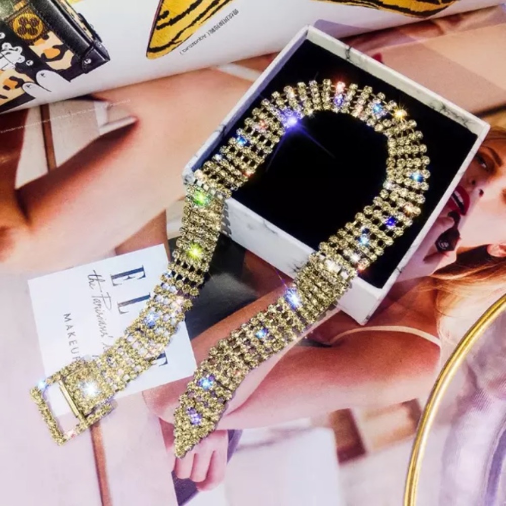 Gold Tone Rhinestone Choker